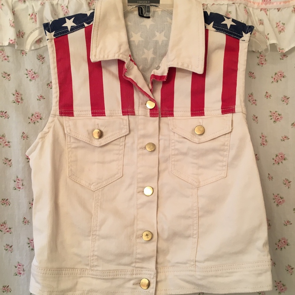 Forever 21 Patriotic flag Vest
